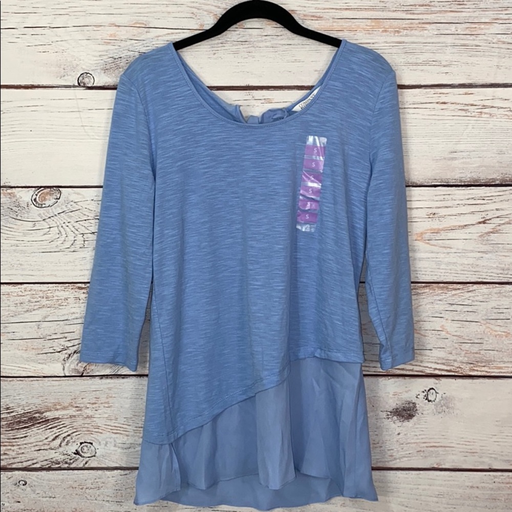 Ellen Tracy Long Blue Top with Sheer Bottom Small
